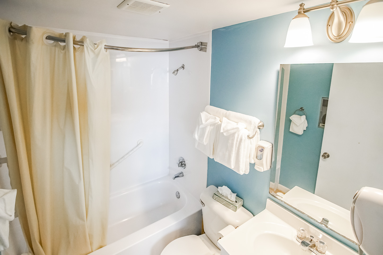 A clean bathroom view at VRI's Seawinds II Resort in Massachusetts.